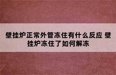 壁挂炉正常外管冻住有什么反应 壁挂炉冻住了如何解冻